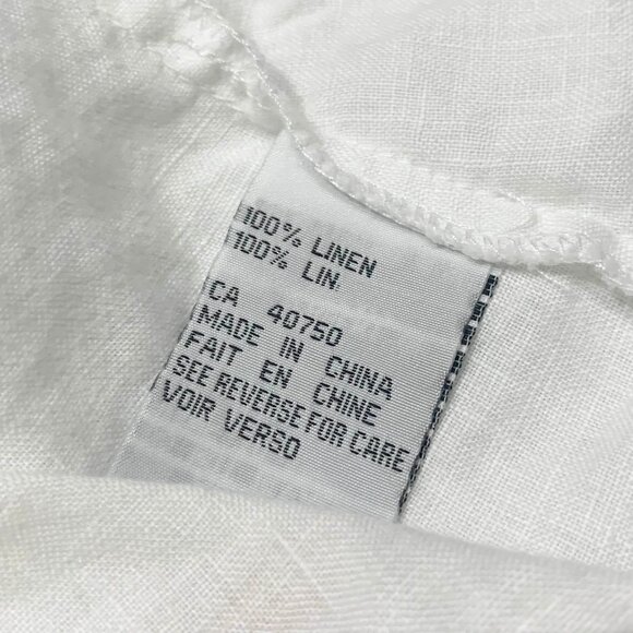 VTG Y2K Alice Blue 100% Linen White Blouse Size XL Button Down Embroidered Tee - Picture 8 of 10